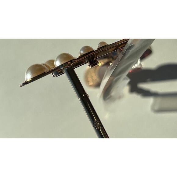 RARE Lele Sadoughi 14k gold Faux Pearls UV Cat Eye Sunglasses - Picture 11 of 14